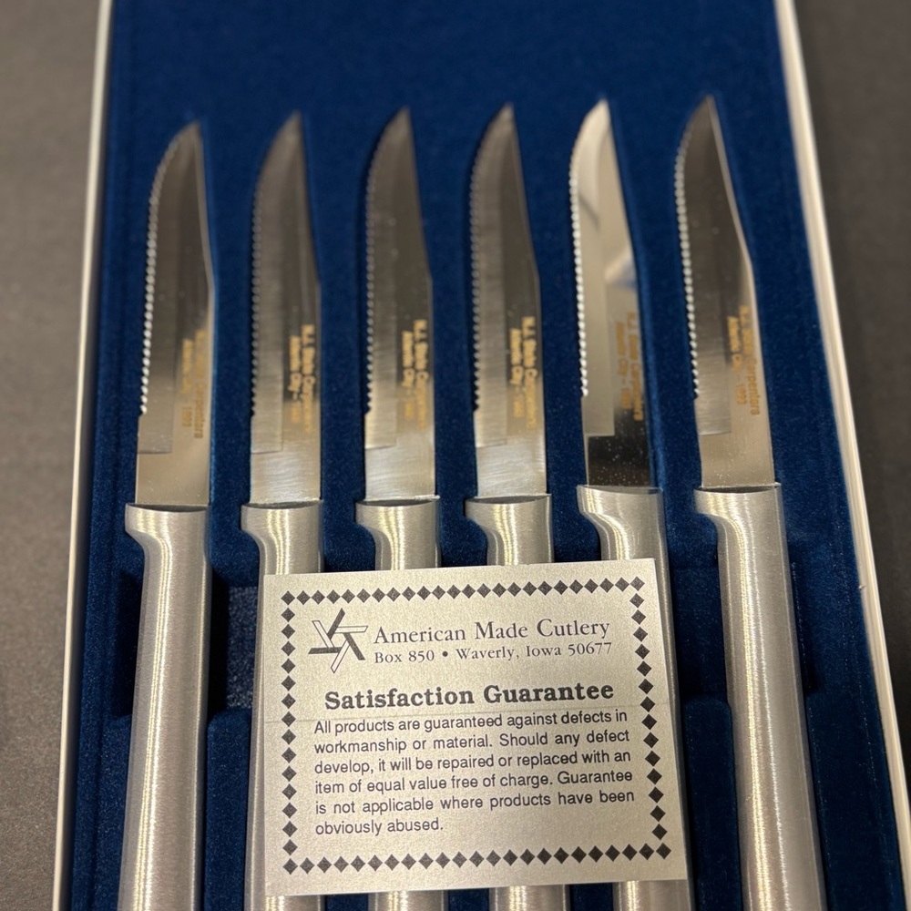 American Made Cutlery Silver Steak Knives Set (NJ State Carpenter AC 1993)